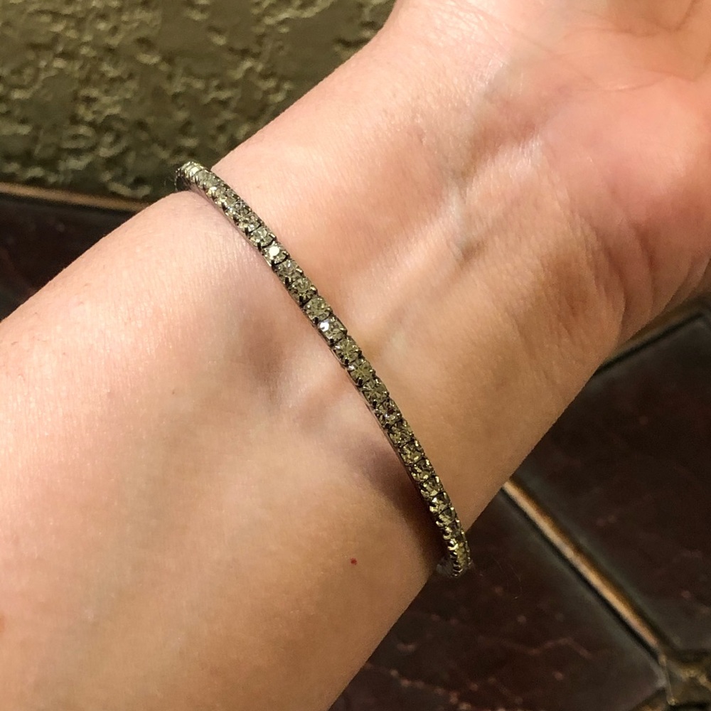 Silver Tone CZ Bangle